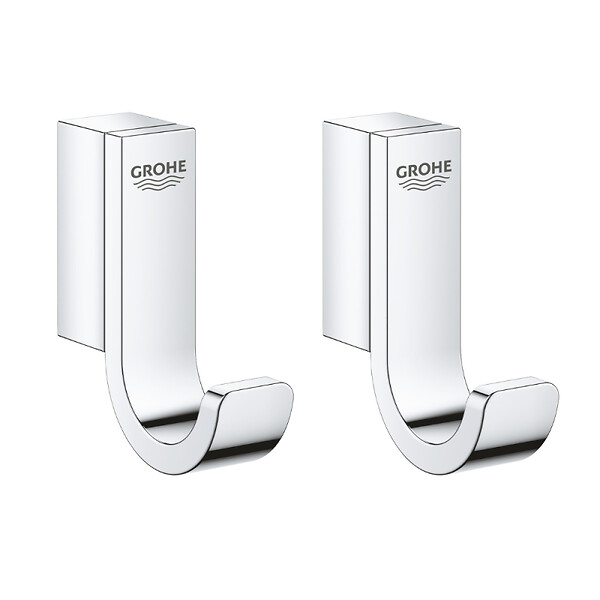 GROHE - Grohe Sélection Lot de 2 patères murales fixations invisibles, chrome (41039000-Duo) - large