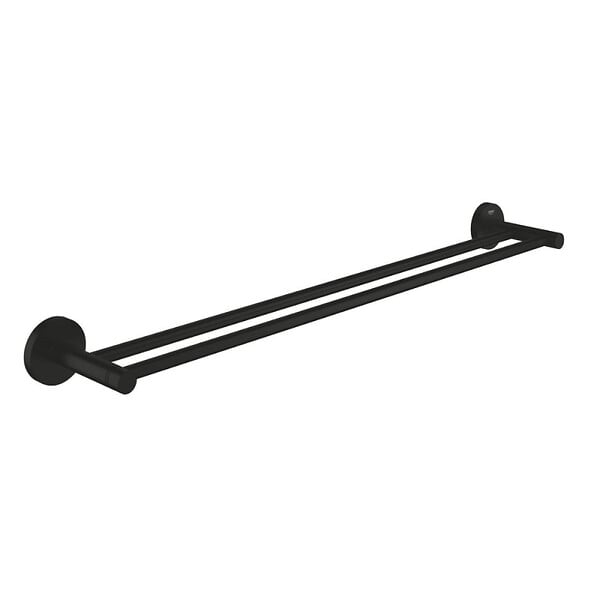 GROHE - Start double barre porte serviettes en métal 65,4 cm et fixations cachées, noir mat (412032430) - large
