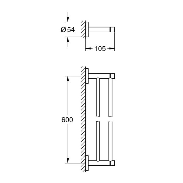 GROHE - Start double barre porte serviettes en métal 65,4 cm et fixations cachées, noir mat (412032430) - large