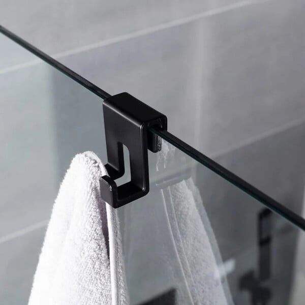 SWISS AQUA TECHNOLOGIES - Double crochet suspendu en acrylique pour écran de douche SAT Walk-In, noir mat (SATWIHACEKPLASTC) - large
