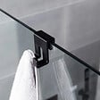 SWISS AQUA TECHNOLOGIES - Double crochet suspendu en acrylique pour écran de douche SAT Walk-In, noir mat (SATWIHACEKPLASTC) - vignette