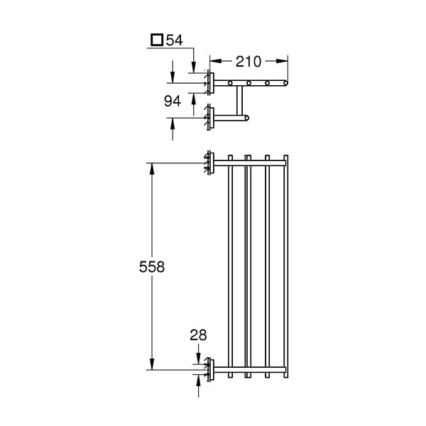 GROHE - Start Cube rack porte-serviettes en métal 60 cm avec fixations cachées, chrome (G41099000) - large