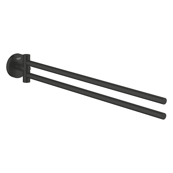 GROHE - Start double porte-serviettes en métal avec fixations cachées, noir mat (G411832430) - large