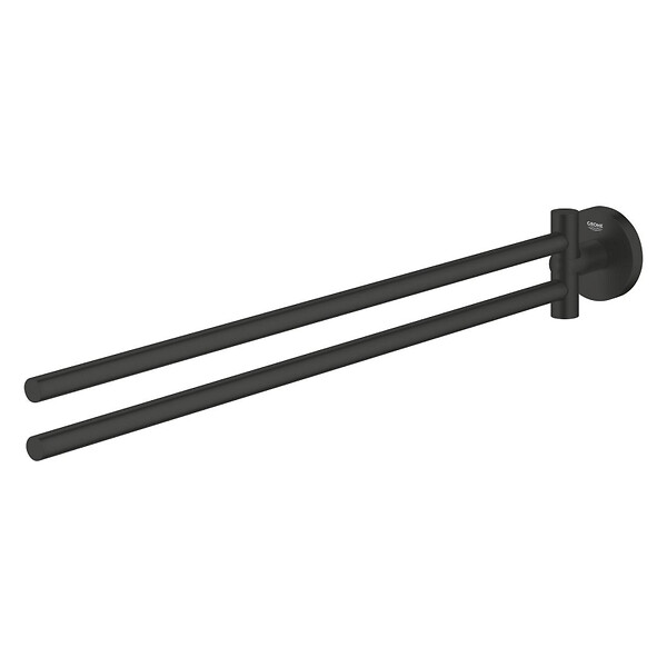 GROHE - Start double porte-serviettes en métal avec fixations cachées, noir mat (G411832430) - large