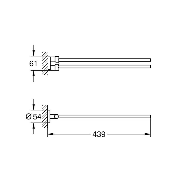 GROHE - Start double porte-serviettes en métal avec fixations cachées, noir mat (G411832430) - large