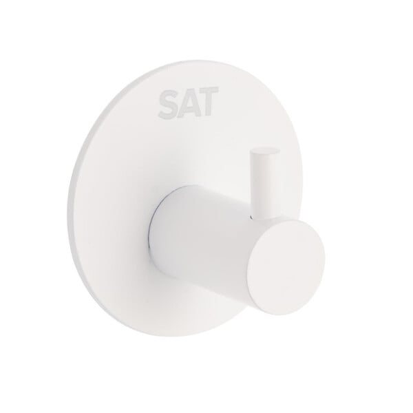 SWISS AQUA TECHNOLOGIES - Patère murale adhésive en acier inoxydable, blanc mat (HACEKNALEP1KB) - large