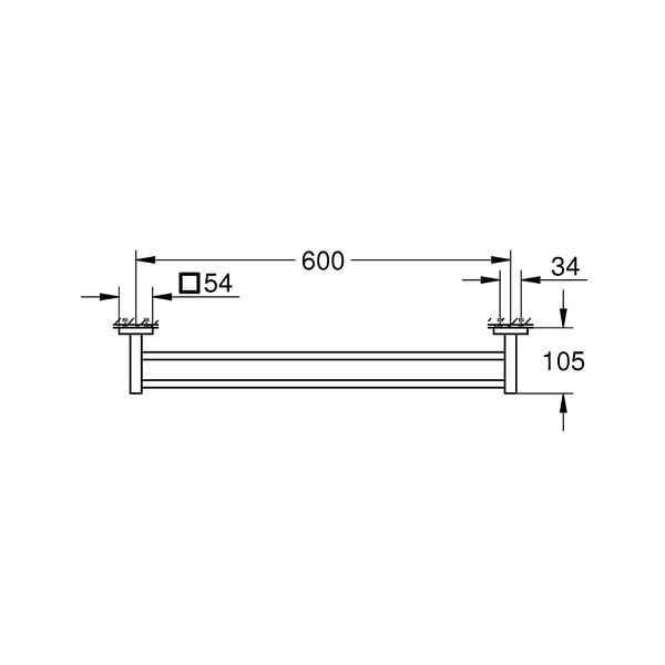 GROHE - Grohe Start Cube double barre porte-serviettes en métal 65,4 cm avec fixations cachées, chrome (G41104000) - large