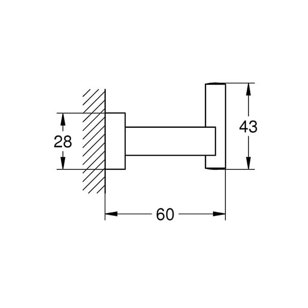 GROHE - Grohe Essentials Cube patère murale, hard graphite brossé (G40511AL1) - large