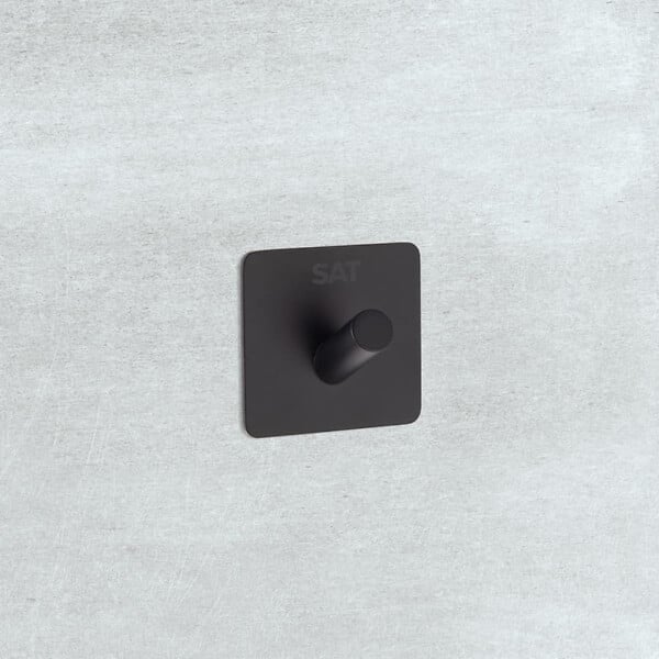 SWISS AQUA TECHNOLOGIES - Swiss Aqua Technologies Patère murale adhésive en acier inoxydable, noir mat (HACEKNALEP1HMC) - large