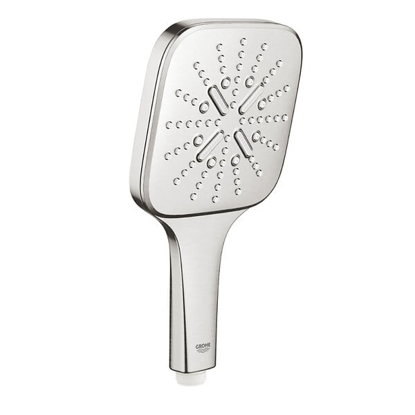 GROHE - Grohe Rainshower Smartactive 130 Cube Douchette à main 3 jets, supersteel (26582DC0) - large