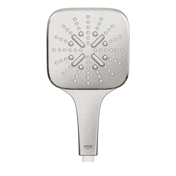GROHE - Grohe Rainshower Smartactive 130 Cube Douchette à main 3 jets, supersteel (26582DC0) - large