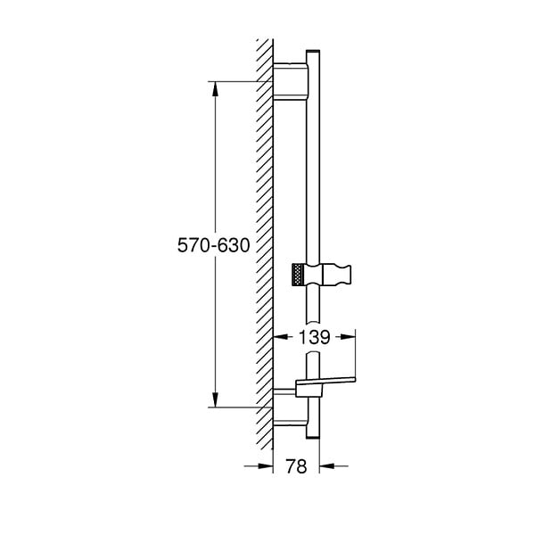 GROHE - Rainshower SmartActive barre de douche 600 mm Ø 22 mm avec tablette porte-savon, chrome (G26602000) - large