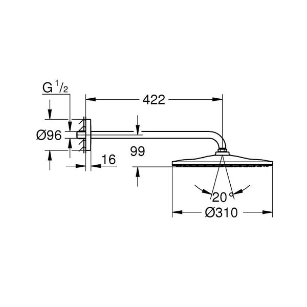 GROHE - Rainshower Mono 310 Ensemble douche de tête et bras 422 mm, 1 jet, cool sunrise brossé (G26558GN0) - large