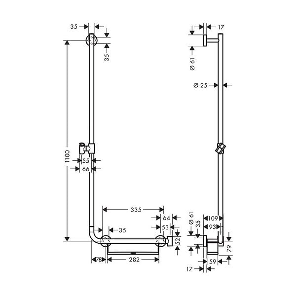 HANSGROHE - Barre de douche Unica'Comfort 1,10m avec poignée à droite, sans flexible (26403400) - large