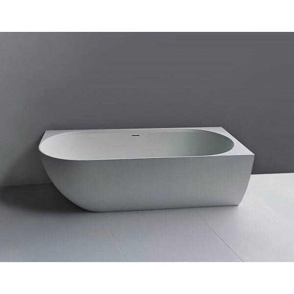 SWISS AQUA TECHNOLOGIES - Swiss Aqua Technologies Nelly 175x82 cm Baignoire droite Autoportante orientation droite en marbre coulé, sans pieds, blanc (NEL1700P) - large