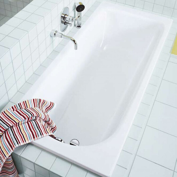 KALDEWEI - Eurowa 140x70 cm Baignoire rectangulaire en acier émaillé, sans pieds, blanc alpin (119500010001) - large