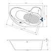 SIKO - 160x100 cm Fortuna Plus baignoire d'angle avec pieds, Acrylique, Droite, Blanc (FO1600PPLUS-SET) - vignette