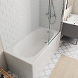 JIKA (GROUPE ROCA) - 140x70 cm Ensemble baignoire Riga universelle + Pare baignoire pivotant chrome + pieds (A140-SETP) - vignette