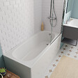 JIKA (GROUPE ROCA) - Jika (Groupe Roca) 160x70 cm Ensemble baignoire Riga universelle + Pare baignoire pivotant chrome + pieds (3406-SETP) - vignette