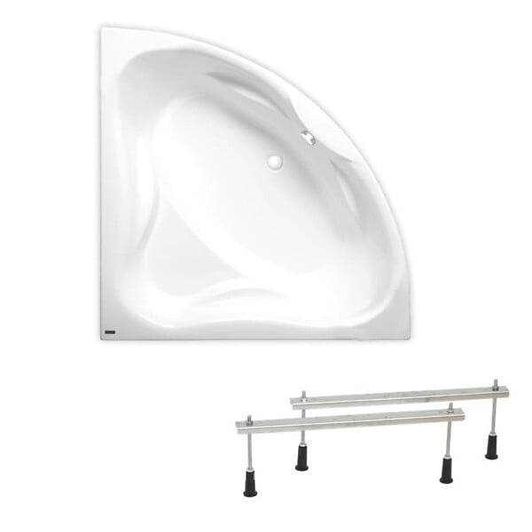 SIKO - 150x150 cm Royale baignoire d'angle avec pieds, Acrylique, Gauche et Droite, Blanc (RO1500NEW-SET) - large