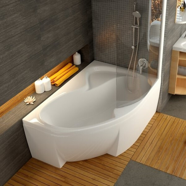 RAVAK - Rosa II 160 x 105 cm Baignoire d'angle orientation droite en acrylique, sans pieds, blanc (CL21000000) - large