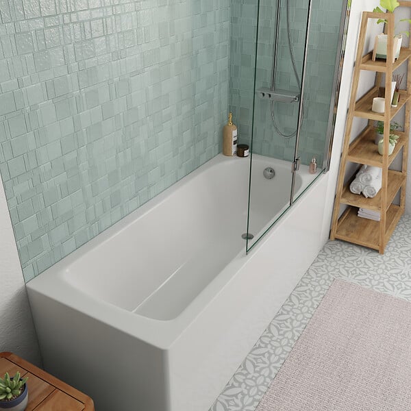 KALDEWEI - Kaldewei 180x80 cm Ensemble baignoire Saniform universelle + Pare baignoire pliable, 2 volets chrome + pieds (KW3751-SETP2) - large