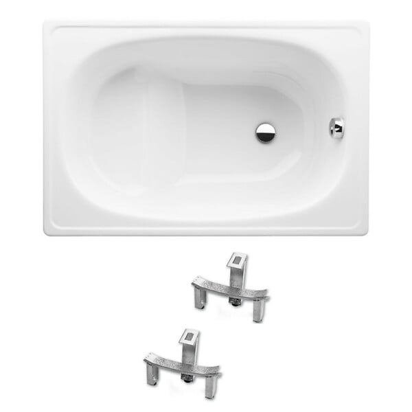 JIKA (GROUPE ROCA) - Jika (Groupe Roca) Riga 105x70 cm baignoire gain de place 120 L en acier émaillé avec pieds, gauche et droite, blanc (3400-SET) - large