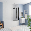KALDEWEI - Kaldewei 170x70 cm Ensemble baignoire Eurowa universelle + Pare baignoire pivotant noir + pieds (KW312-SETP5) - vignette