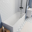 KALDEWEI - Kaldewei 170x70 cm Ensemble baignoire Eurowa universelle + Pare baignoire pivotant noir + pieds (KW312-SETP5) - vignette