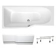 LAGUNA - 160x80 cm Beata Plus baignoire bain/douche asymétrique en acrylique, droite + tablier 160 cm + pieds, blanc (BE1600PPLUS-SET1) - vignette