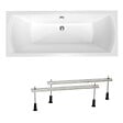 SIKO - 170x75 cm Idea Plus baignoire rectangulaire avec pieds, Acrylique, Gauche et Droite, Blanc (ID1700PLUS-SET) - vignette