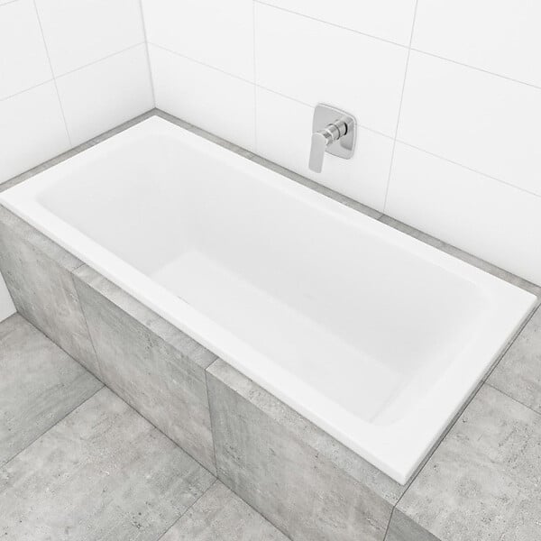 LAGUNA - 180x80 cm Nora Plus baignoire rectangulaire en acrylique, gauche et droite, sans pieds, blanc (NO1800PLUS) - large