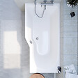 LAGUNA - 160x80 cm Beata Plus baignoire bain/douche asymétrique en acrylique, gauche + tablier 160 cm + pieds, blanc (BE1600LPLUS-SET1) - vignette