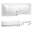 LAGUNA - 160x80 cm Beata Plus baignoire bain/douche asymétrique en acrylique, gauche + tablier 160 cm + pieds, blanc (BE1600LPLUS-SET1) - vignette