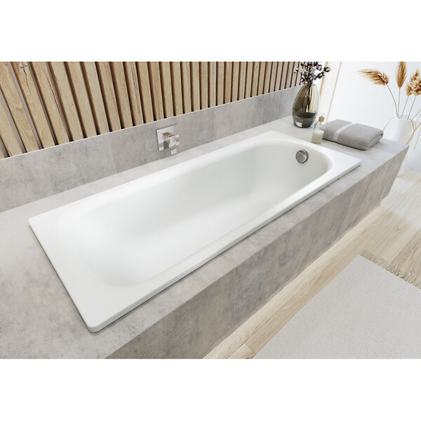 SWISS AQUA TECHNOLOGIES - By Kaldewei Vivien 160 x 70 cm Baignoire droite en acier émaillé, sans pieds, blanc (SATVIVI160) - large