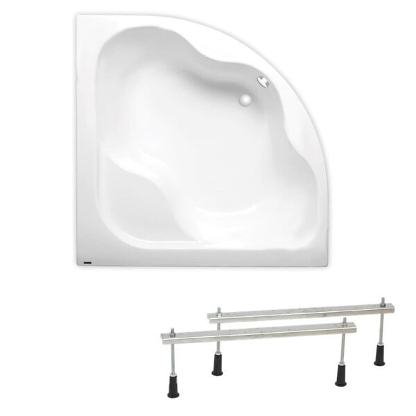 SIKO - 150 x 150 cm Synthia Plus baignoire d'angle avec pieds, Acrylique, Gauche et Droite, Blanc (SY1500PLUS-SET) - large