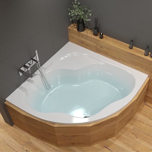 SIKO - 150 x 150 cm Synthia Plus baignoire d'angle avec pieds, Acrylique, Gauche et Droite, Blanc (SY1500PLUS-SET) - large