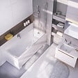SWISS AQUA TECHNOLOGIES - Fusion 150 x 70 cm Baignoire gain de place en acrylique, sans pieds, blanc (SIKOVR150) - vignette