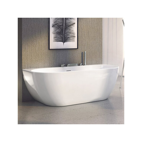 RAVAK - Freedom W 166 x 80 cm Baignoire semi-îlot en acrylique, sans pieds, blanc (XC00100024) - large