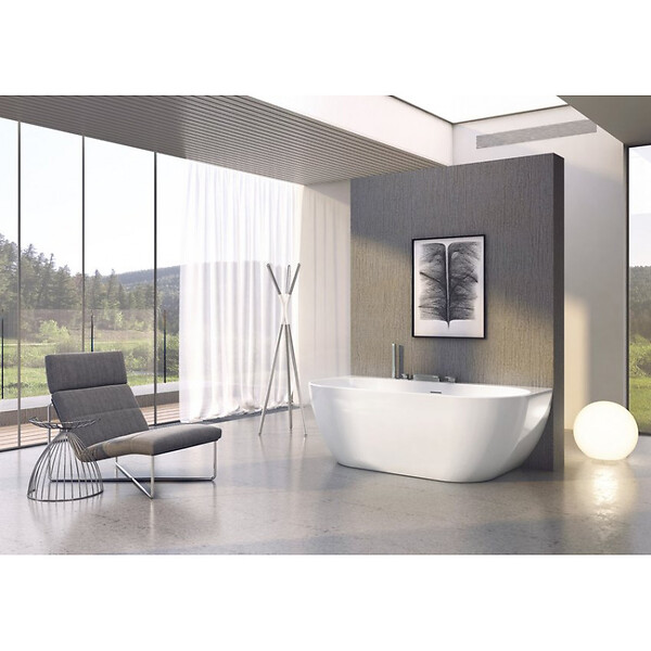 RAVAK - Freedom W 166 x 80 cm Baignoire semi-îlot en acrylique, sans pieds, blanc (XC00100024) - large
