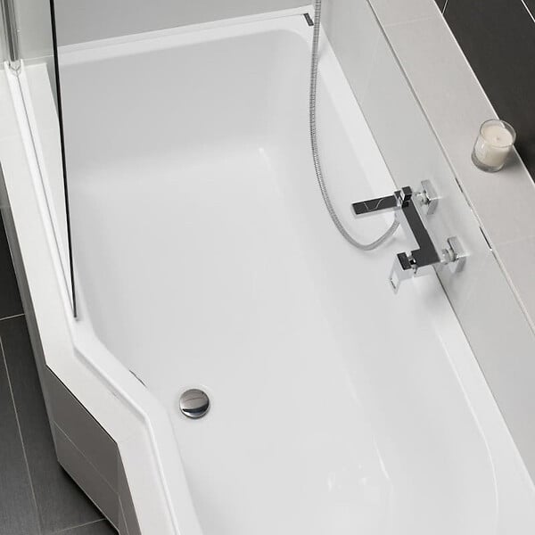 LAGUNA - 160x80 cm Beata Plus baignoire bain douche asymétrique acrylique positionnement gauche, sans pieds, blanc (BE1600LPLUS) - large