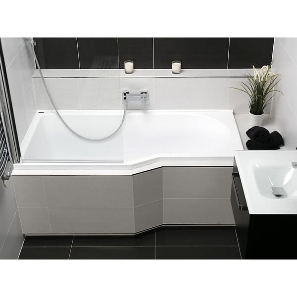 LAGUNA - 160x80 cm Beata Plus baignoire bain douche asymétrique acrylique positionnement gauche, sans pieds, blanc (BE1600LPLUS) - large
