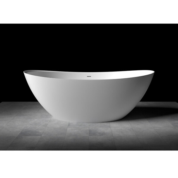 SWISS AQUA TECHNOLOGIES - Swiss Aqua Technologies Paula 167x81,8 cm Baignoire îlot en marbre Coulé 260L, sans pieds, blanc (SATPA1670) - large
