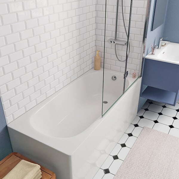 KOLO BY GEBERIT - KOLO by Geberit 160x70 cm Ensemble baignoire Opal Plus universelle +Pare baignoire pliable, 2 volets chrome + pieds (XWP1260000-SETP2) - large