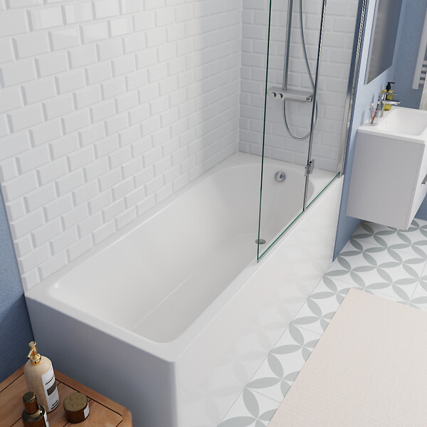 KALDEWEI - Kaldewei 170x70 cm Ensemble baignoire Eurowa universelle + Pare baignoire pliable, 2 volets chrome + pieds (KW312-SETP2) - large