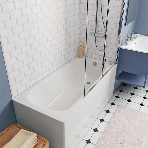 SWISS AQUA TECHNOLOGIES - Swiss Aqua Technologies By Kaldewei 150x70 cm Ensemble baignoire Vivien universelle + Pare baignoire 2 volets + pieds (SATVIVI150-SETP2) - large