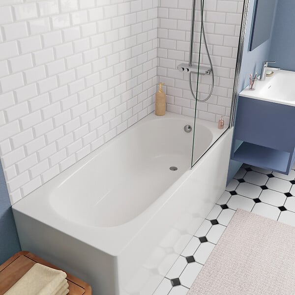 KOLO BY GEBERIT - 160x70 cm Ensemble baignoire Opal Plus universelle + Pare baignoire pivotant chrome + pieds (XWP1260000-SETP1) - large