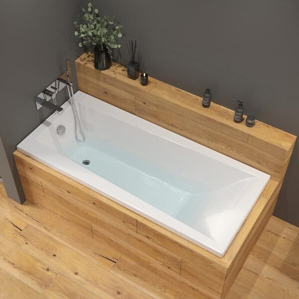 LAGUNA - 170x75 cm Idea Plus baignoire rectangulaire en acrylique, gauche et droite, sans pieds, blanc (ID1700PLUS) - large