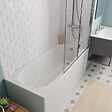 JIKA (GROUPE ROCA) - Jika (Groupe Roca) 160x70 cm Ensemble baignoire Riga universelle + Pare baignoire pliable, 2 volets chrome + pieds (3406-SETP) - vignette