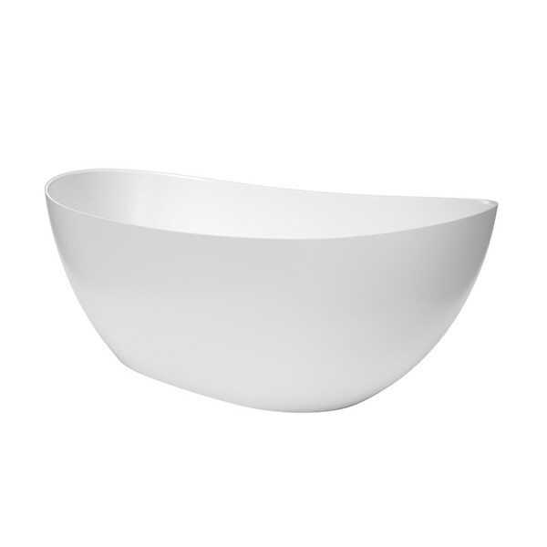 SWISS AQUA TECHNOLOGIES - Swiss Aqua Technologies Mette 158x77 cm Baignoire îlot en marbre Coulé 280L, sans pieds, blanc, (SATMET1580) - large